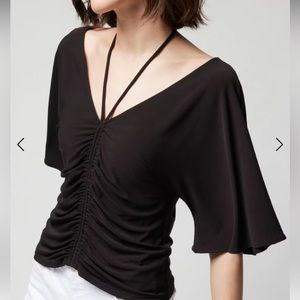 NWT Matte Jersey ruched front v-neck top - very pretty!
